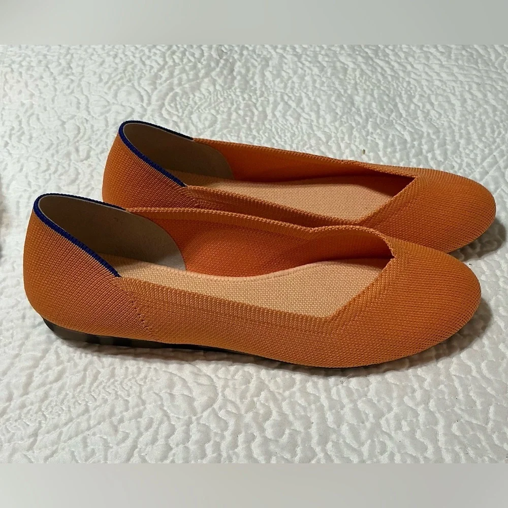 EUC Rothy's Round Toe Flats Tangerine Slip On Shoes Size 8.5